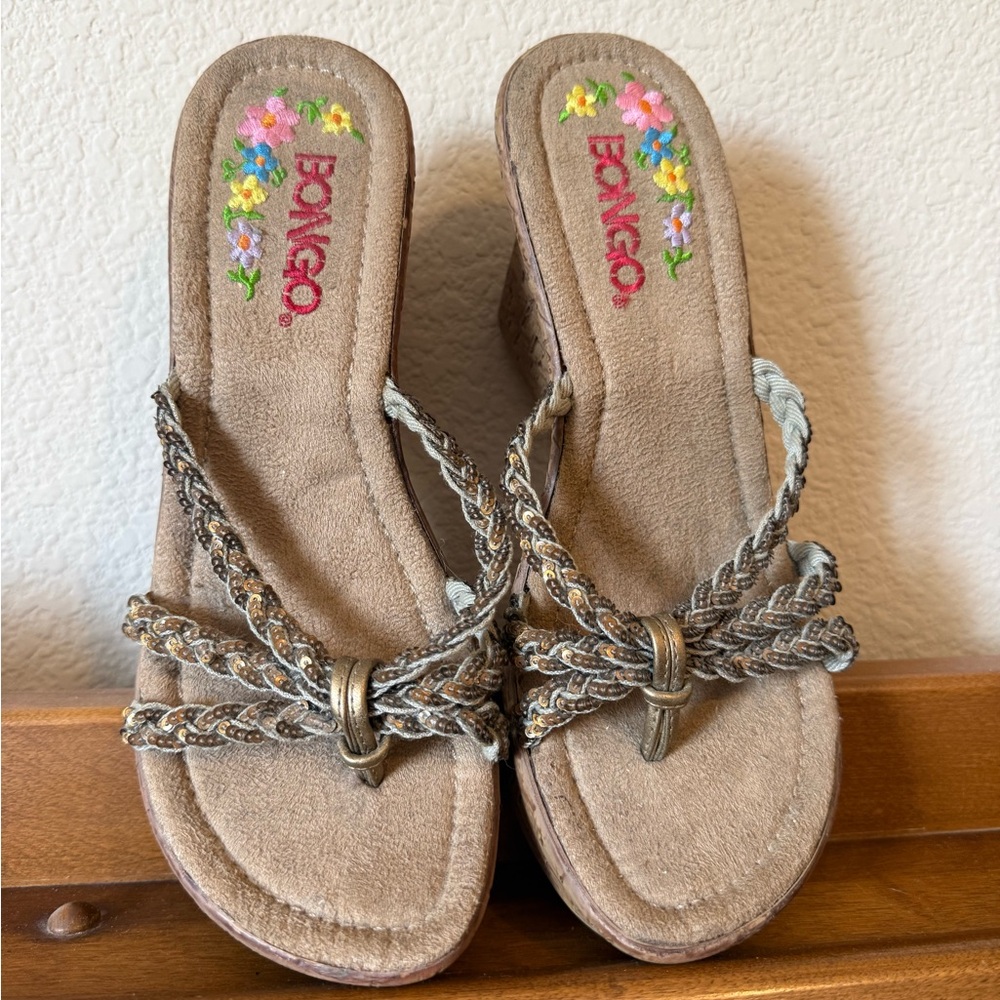BONGO Women's Braided Tan Sandals